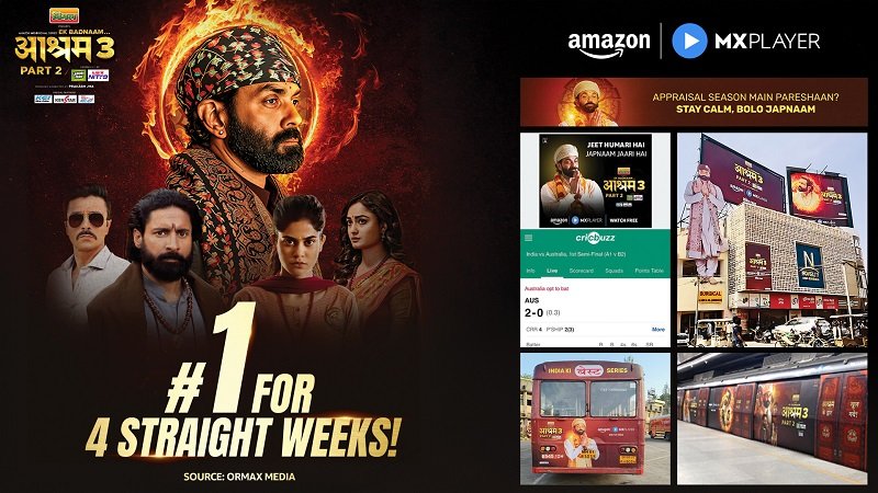 Amazon MX Players Aashram S3 Part 2 Starring Bobby Deol, Continues to Shatter Records as Indias Most-watch Series